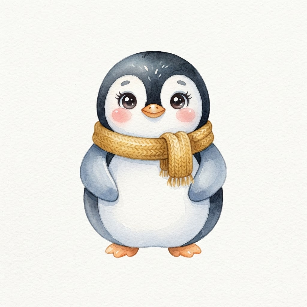 最初に出した水彩風のペンギン