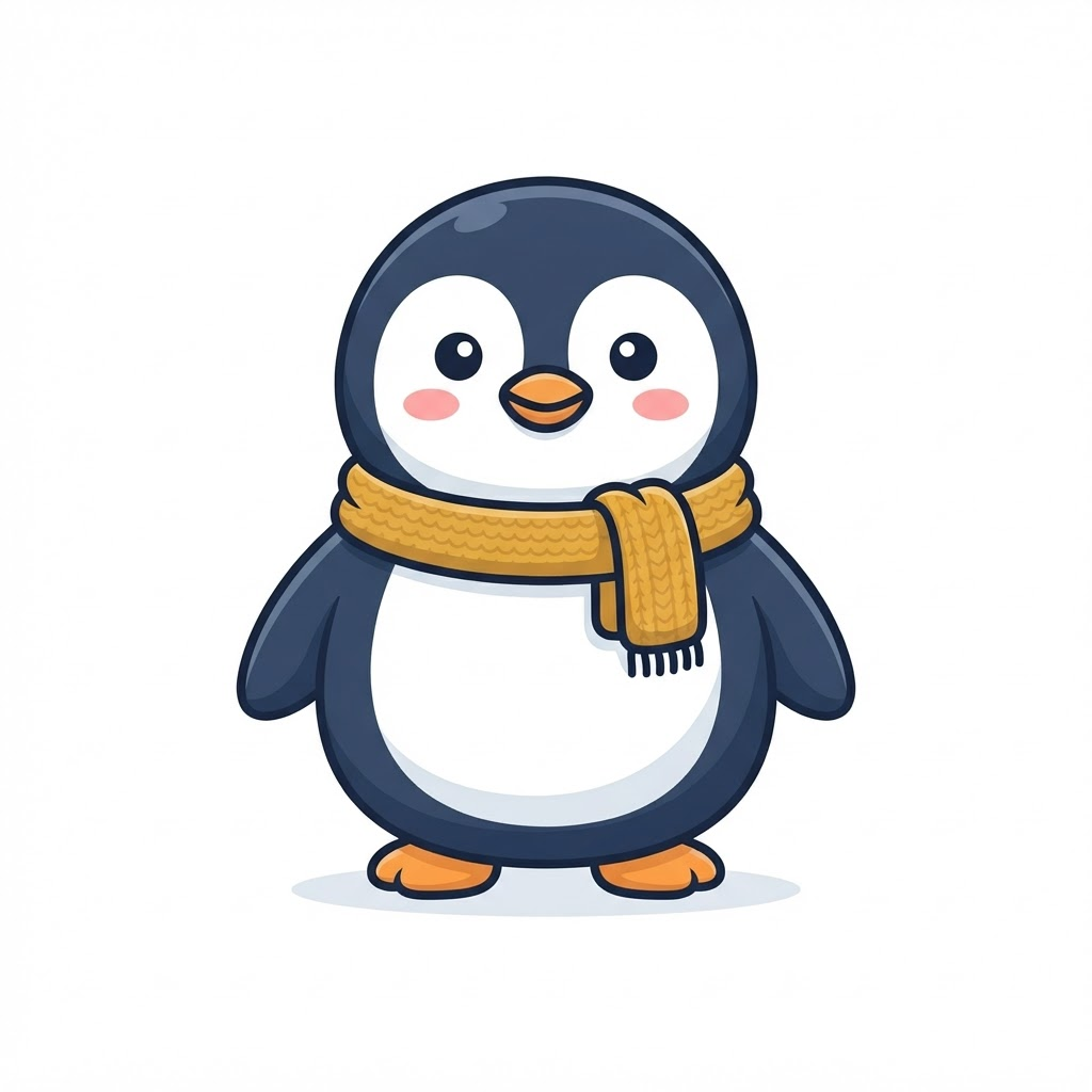 フラットなイラスト風のペンギン